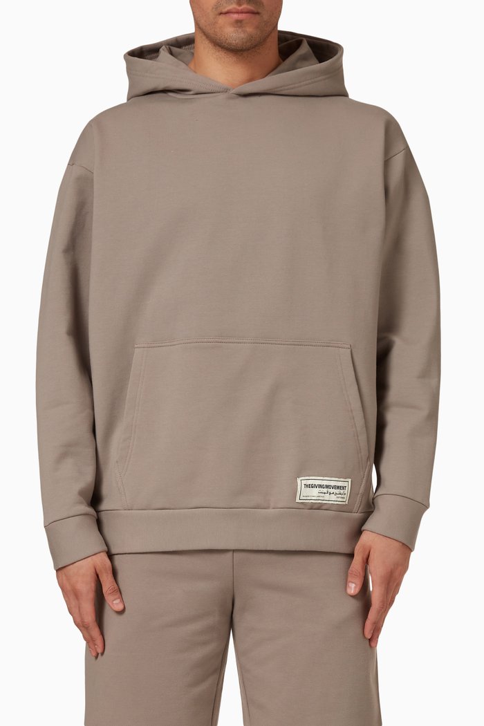 

Lounge Oversized Pocket Hoodie in Organic Cotton, Brown
