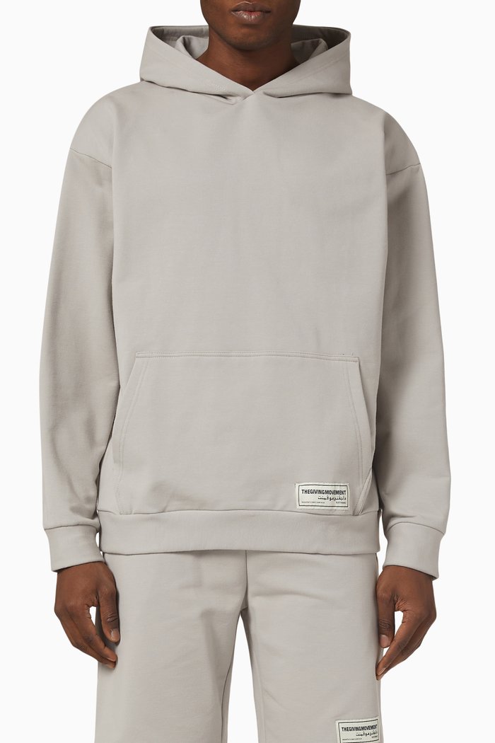 

Lounge Oversized Pocket Hoodie in Organic Cotton, Grey