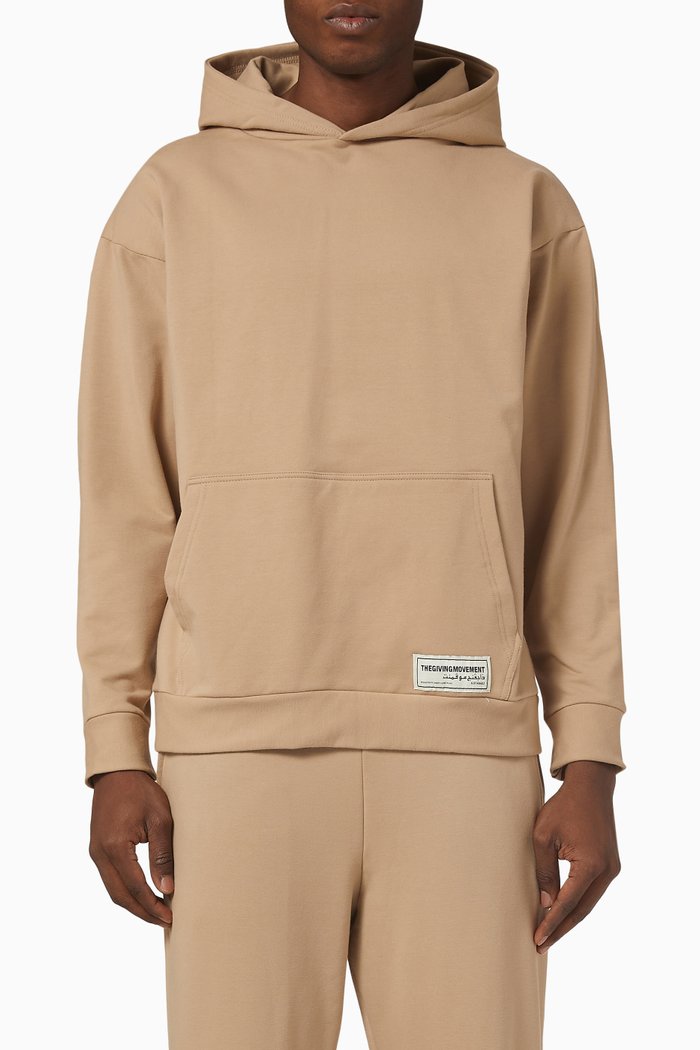 Lounge Oversized Pocket Hoodie in Organic Cotton, Brown