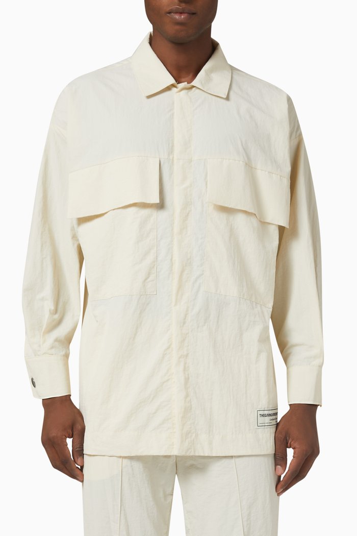 

Logo Shacket in Recycled Nylon, Neutral