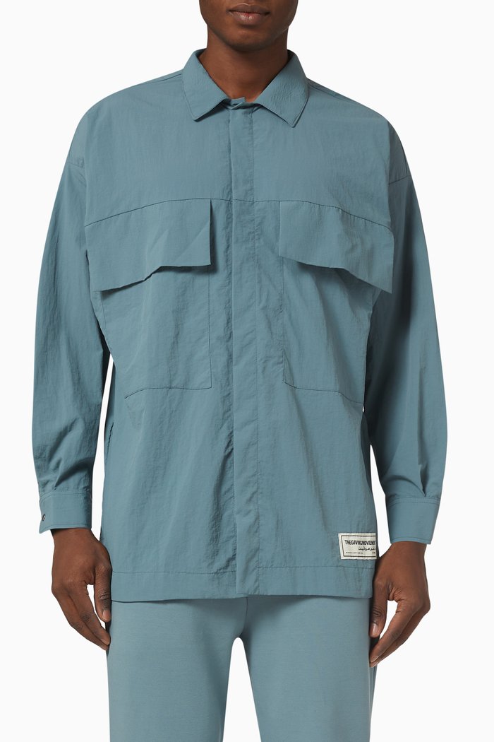 

Logo Shacket in Recycled Nylon, Blue