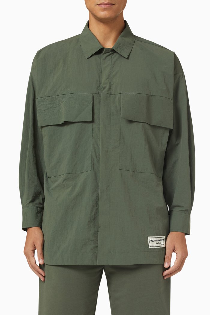 

Logo Shacket in Recycled Nylon, Green