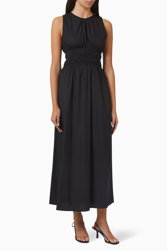 

Jean Midi Dress in Cotton Poplin, Black