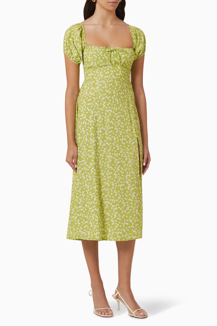 Bandini Midi Dress in Crepe, Green