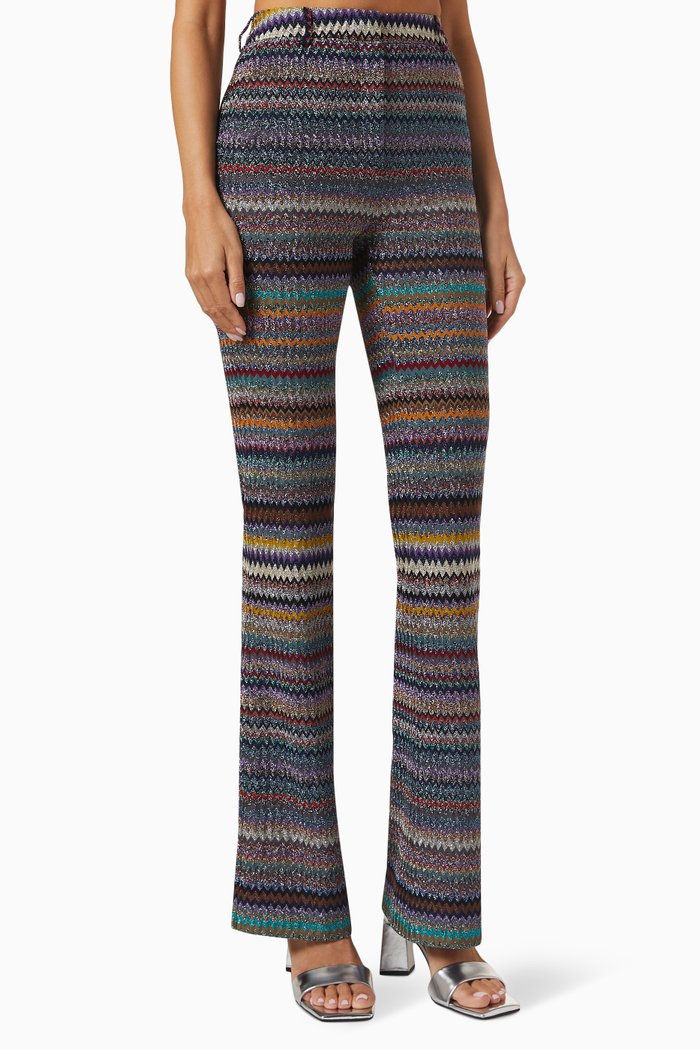 

Zigzag High-rise Slim Pants in Viscose-knit, Multicolour