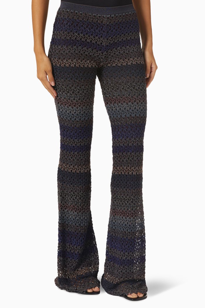 

High-rise Knit Pants in Lamé, Multicolour