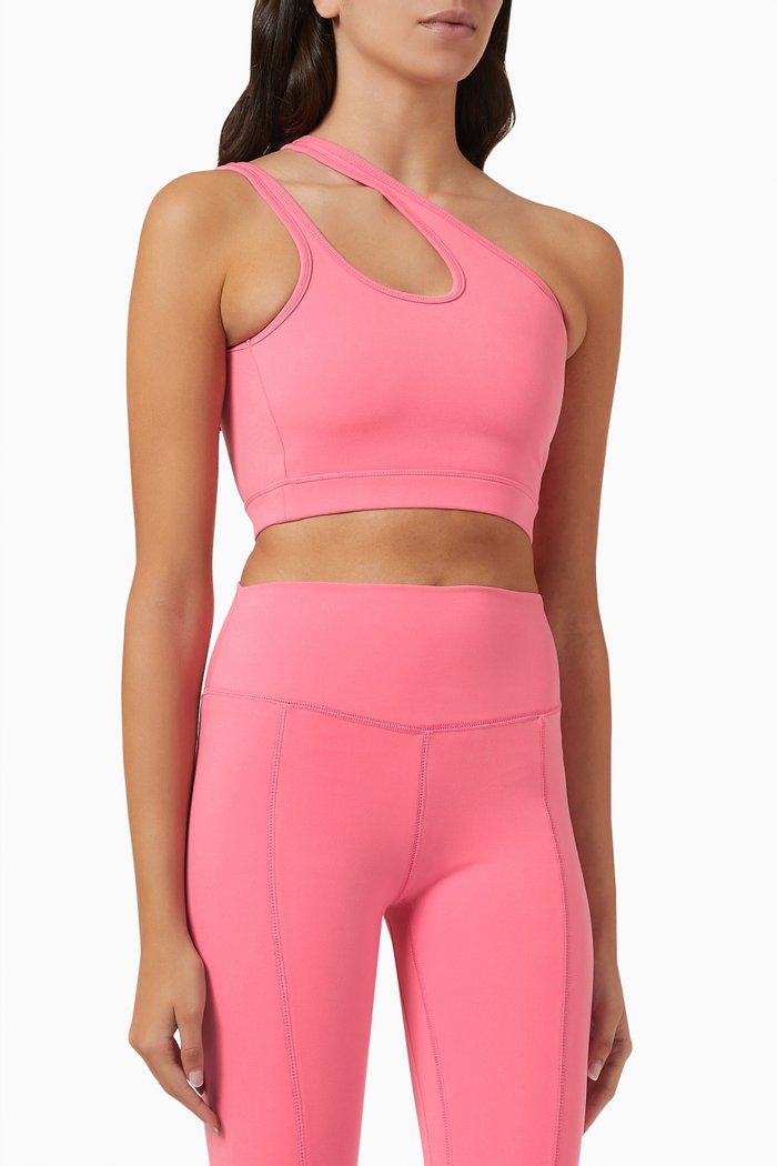 

Asymmetric Sports Bra in Recycled Blend, Pink