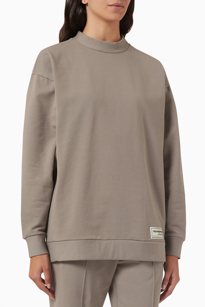 

Modest Oversized Sweatshirt in Organic Cotton, Brown