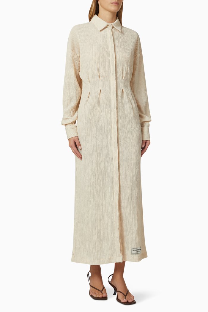 

Modest Cinched Dress, Neutral