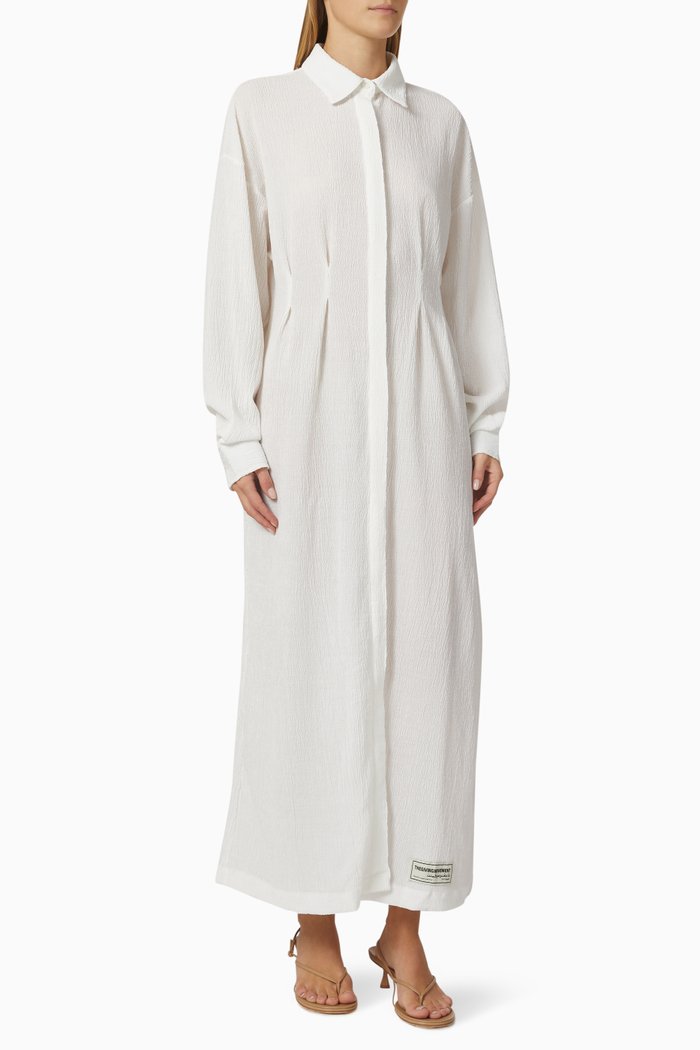 

Modest Cinched Dress, White