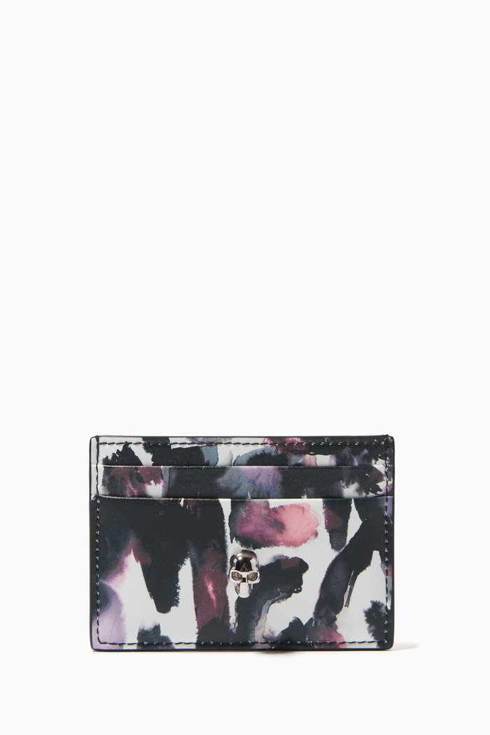 

Skull Watercolour Graffiti Card Holder in Leather, Multicolour