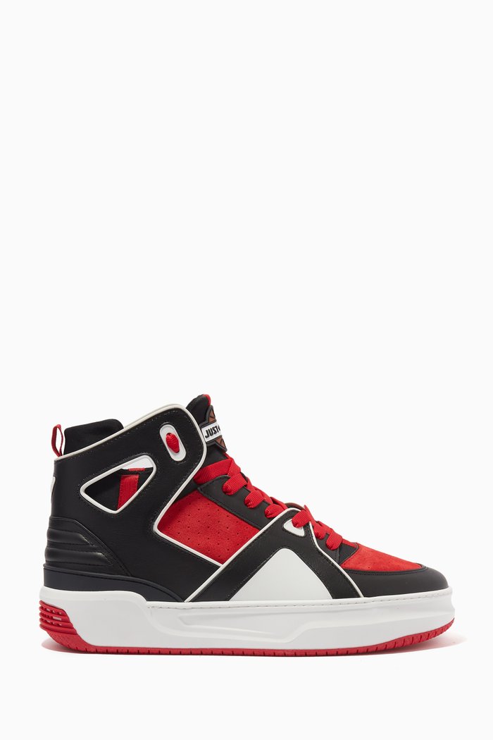 

Basketball Courtside Hi Shoes in Leather & Suede, Black