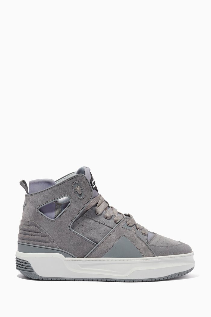 

Courtside High-top Sneakers in Leather, White