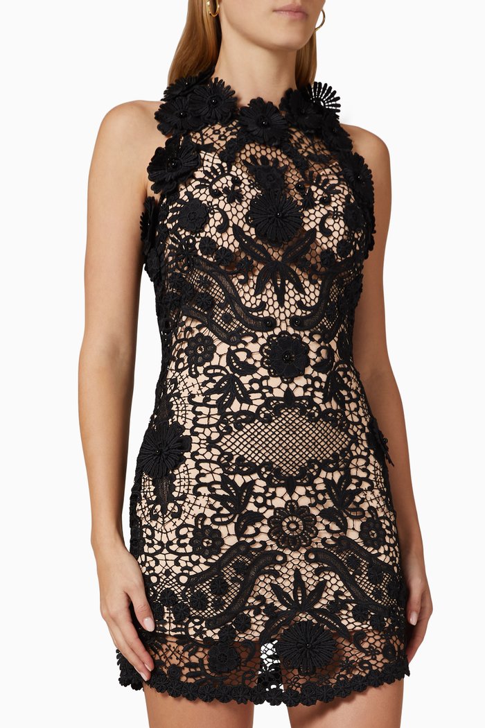 

Dahlia Mini Dress in Lace, Black