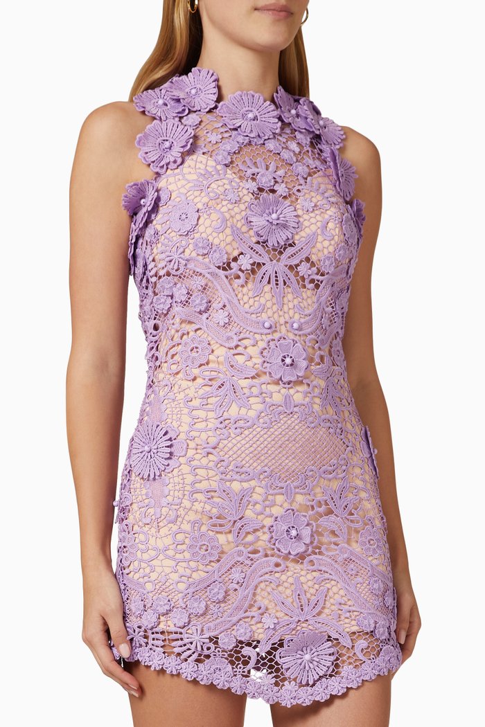 

Dahlia Mini Dress in Lace, Purple