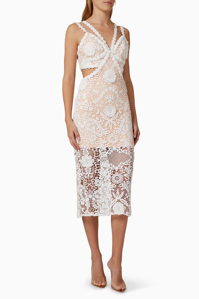 

Dahlia Slip Dress in Lace, White