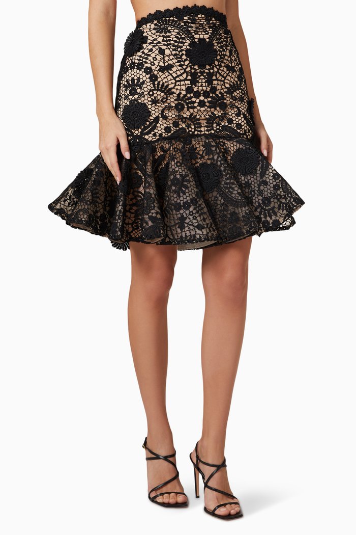 

Dahlia Mini Skirt in Lace, Black