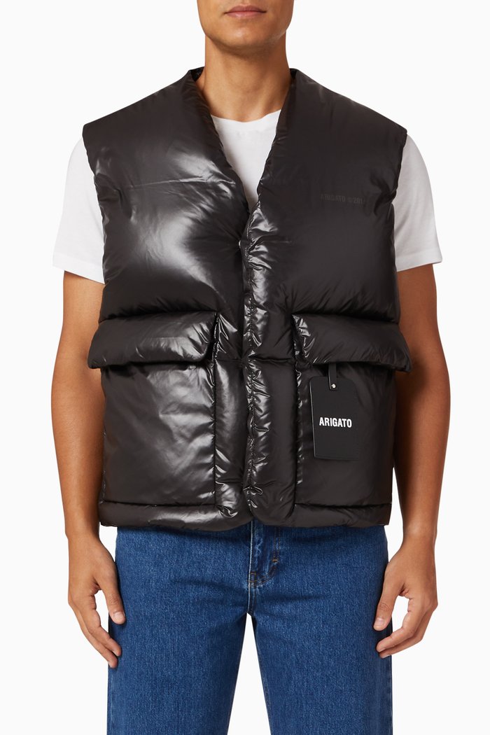 

Techno Down Vest in Recycled Nylon, Black