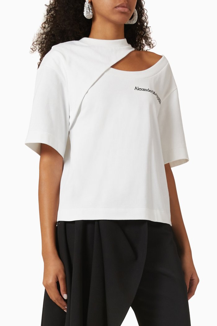 

Slashed Logo T-shirt in Cotton-jersey, White