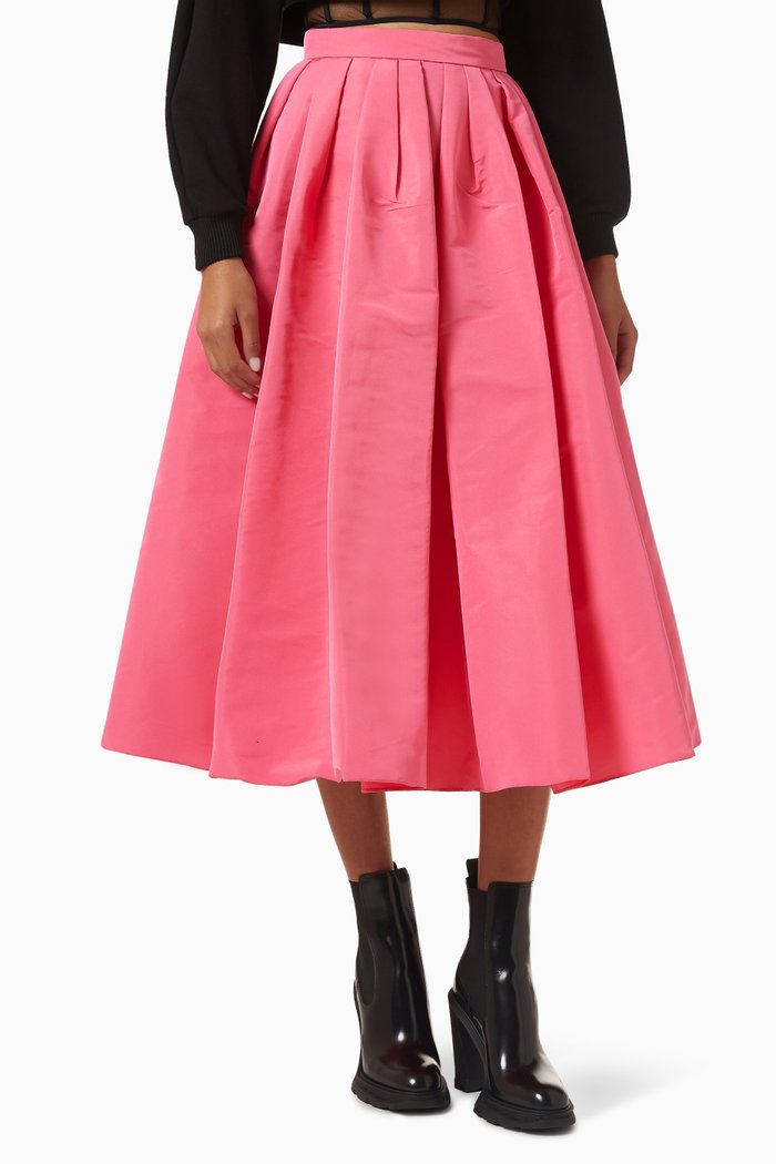 

Gathered Midi Skirt in Polyfaille, Purple
