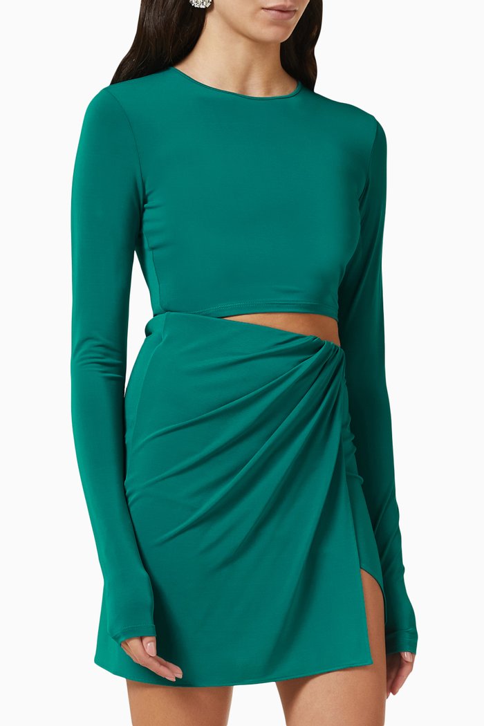 

Gia Cut-out Mini Dress in Crepe-jersey, Green
