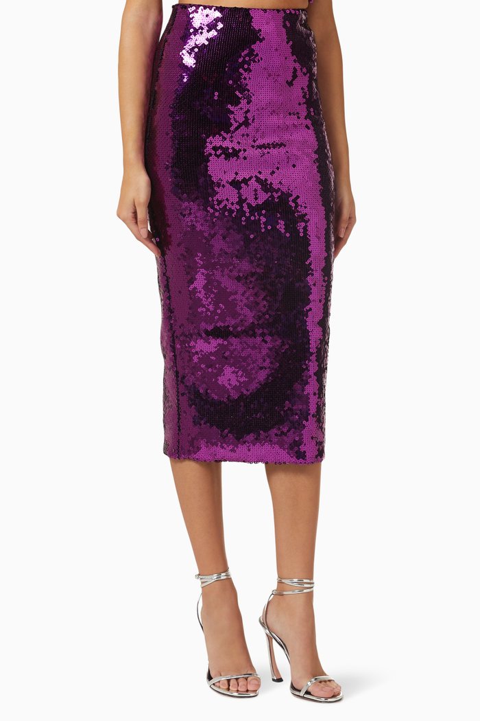 

Gisele Sequinned Midi Skirt, Purple