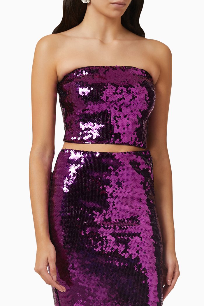 

Gwen Sequinned Crop Top, Purple