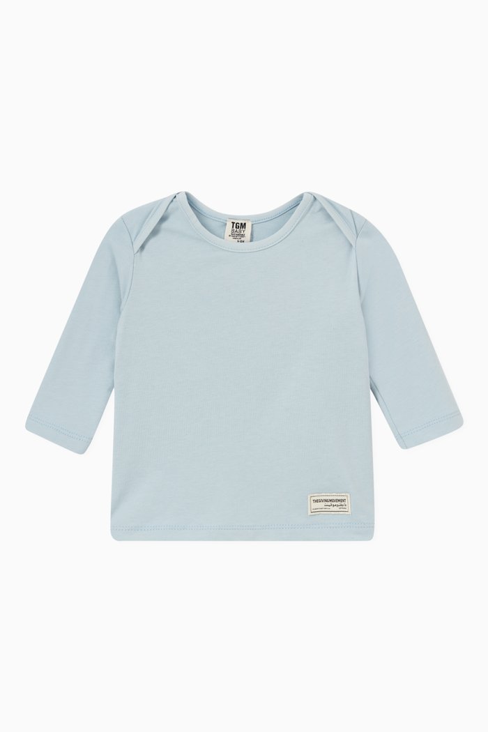 

Logo Long-Sleeved Top in Organic Cotencel, Blue
