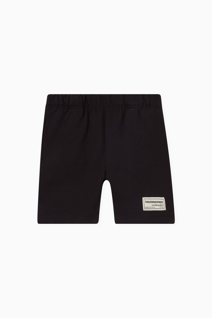 Logo Lounge Shorts in Organic Cotton, Black