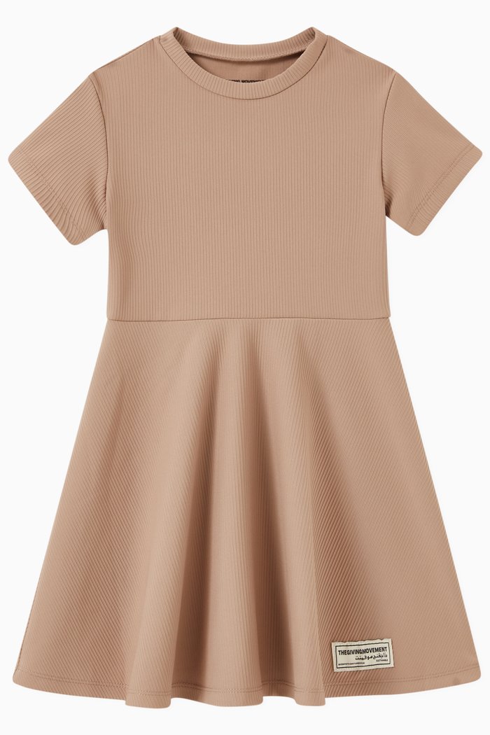 

Ribbed Logo Dress in, Neutral