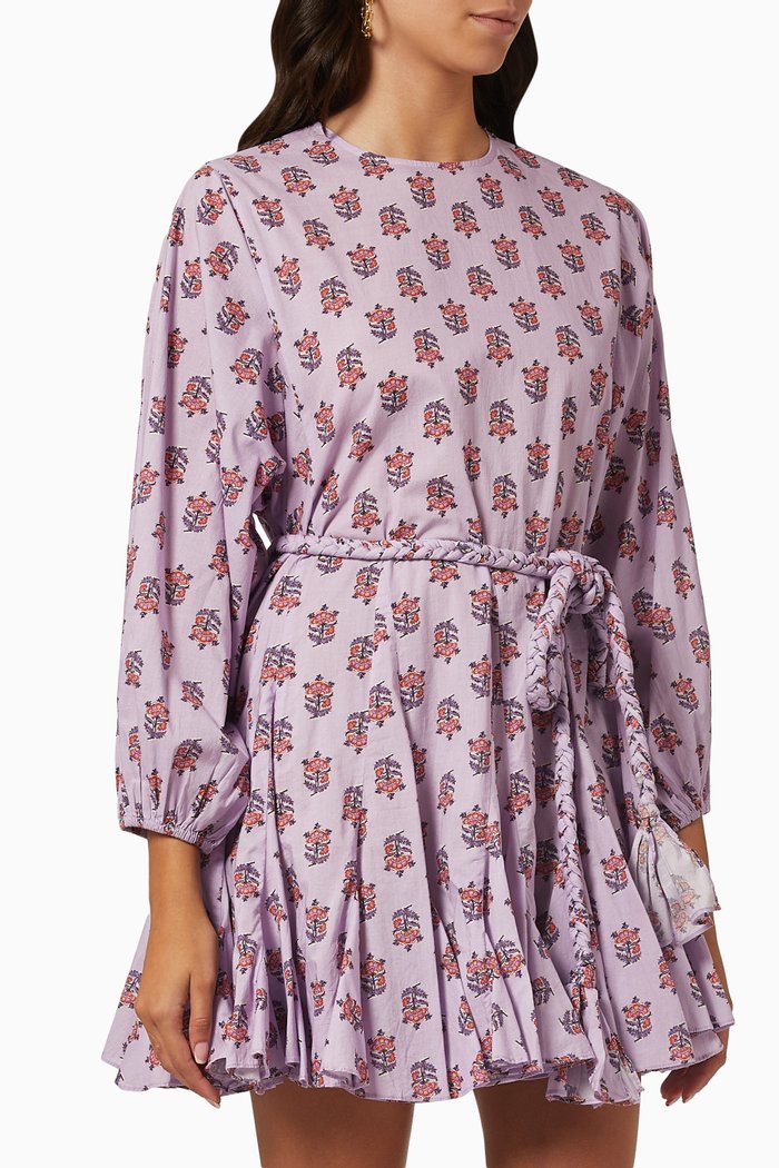 

Ella Mini Dress in Cotton Cambric, Purple
