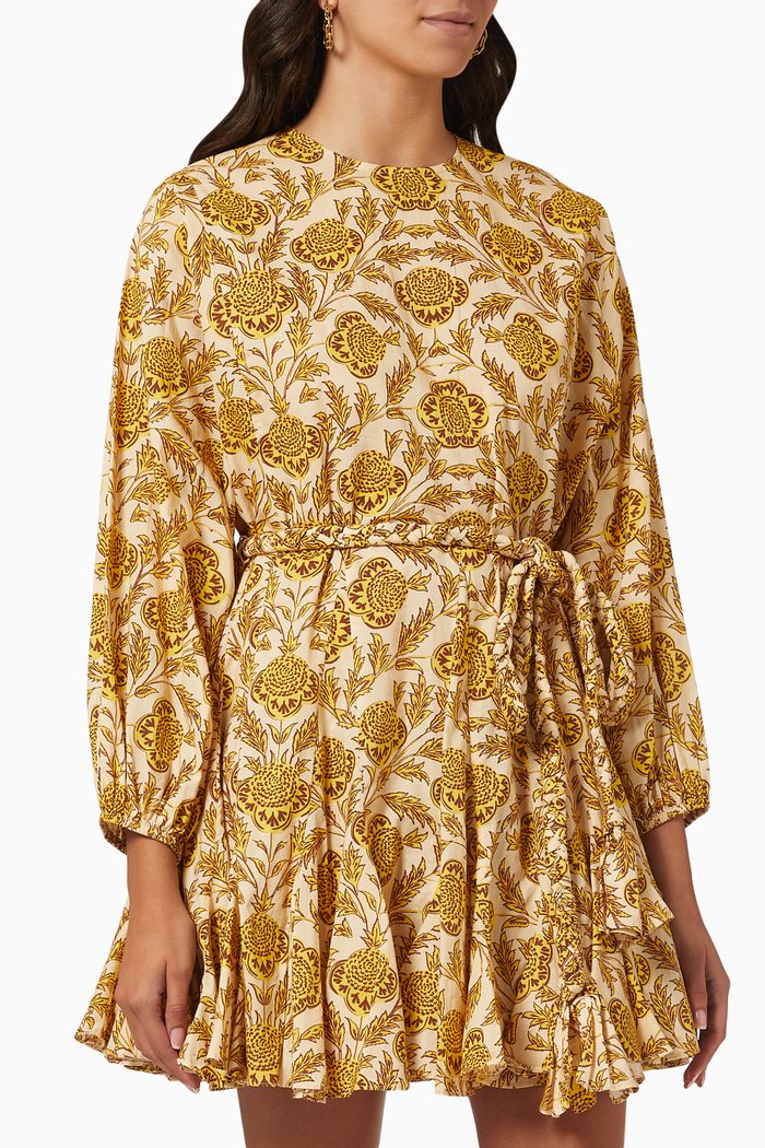 

Ella Mini Dress in Cotton Cambric, Yellow