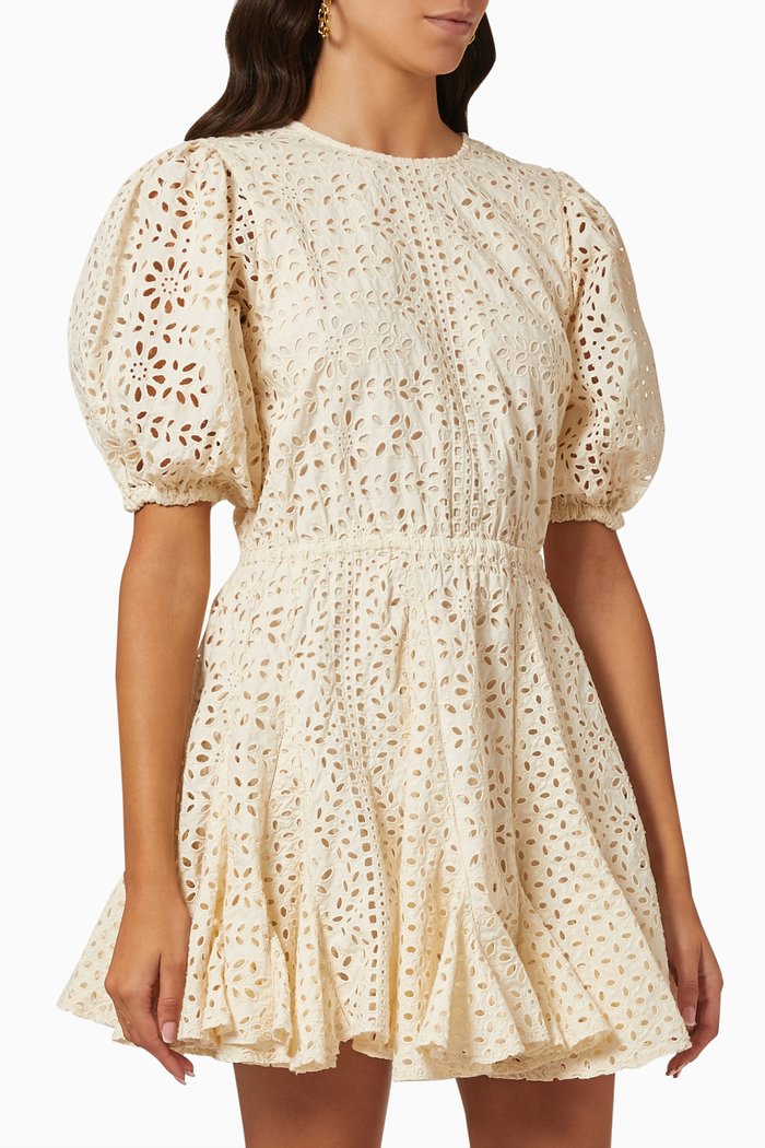 

Molly Lace Dress in Cotton Poplin, Neutral