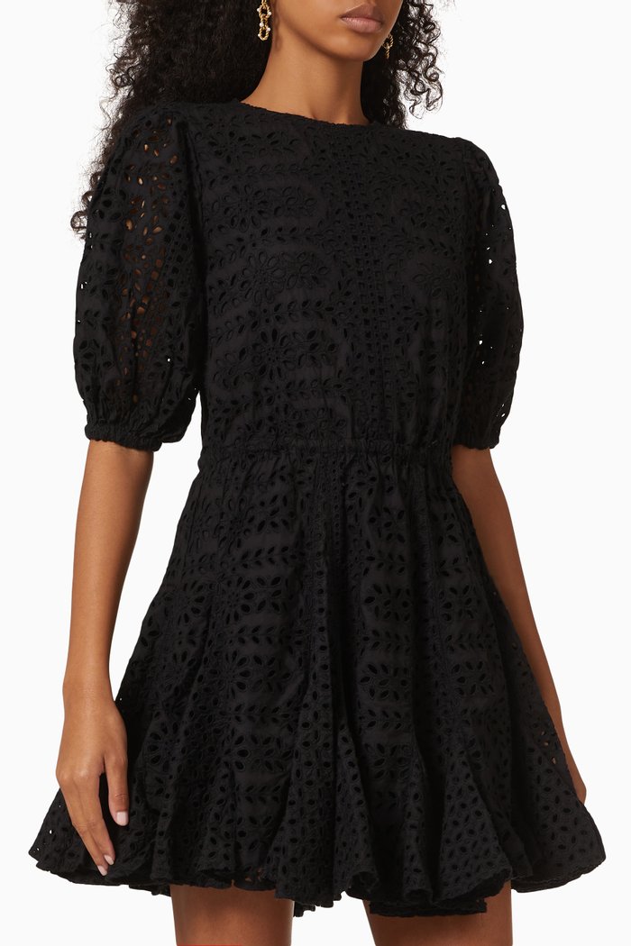 

Molly Lace Dress in Cotton Poplin, Black