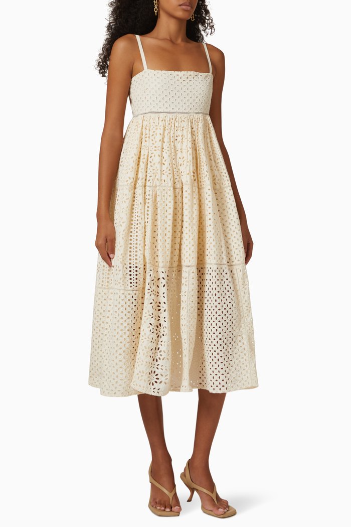 

Saachi Midi Dress in Cotton, Neutral