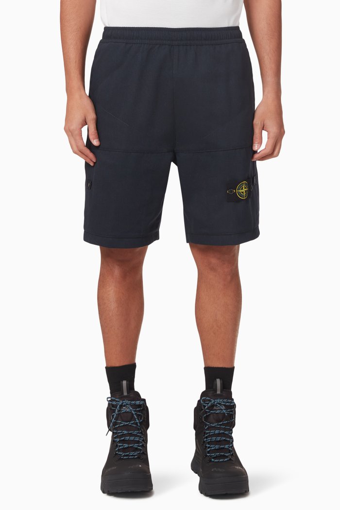 

Logo-badge Bermuda Shorts in Wool-blend, Blue