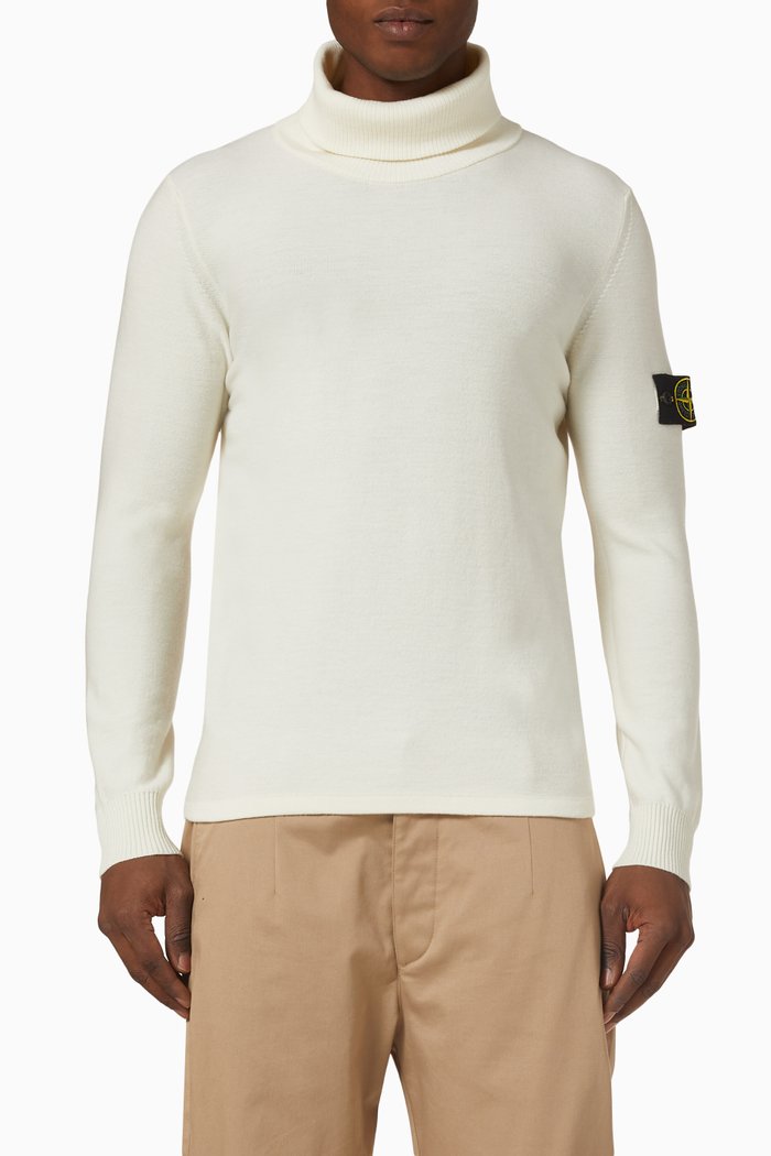 

Turtleneck Sweater in Wool-blend Knit, Neutral