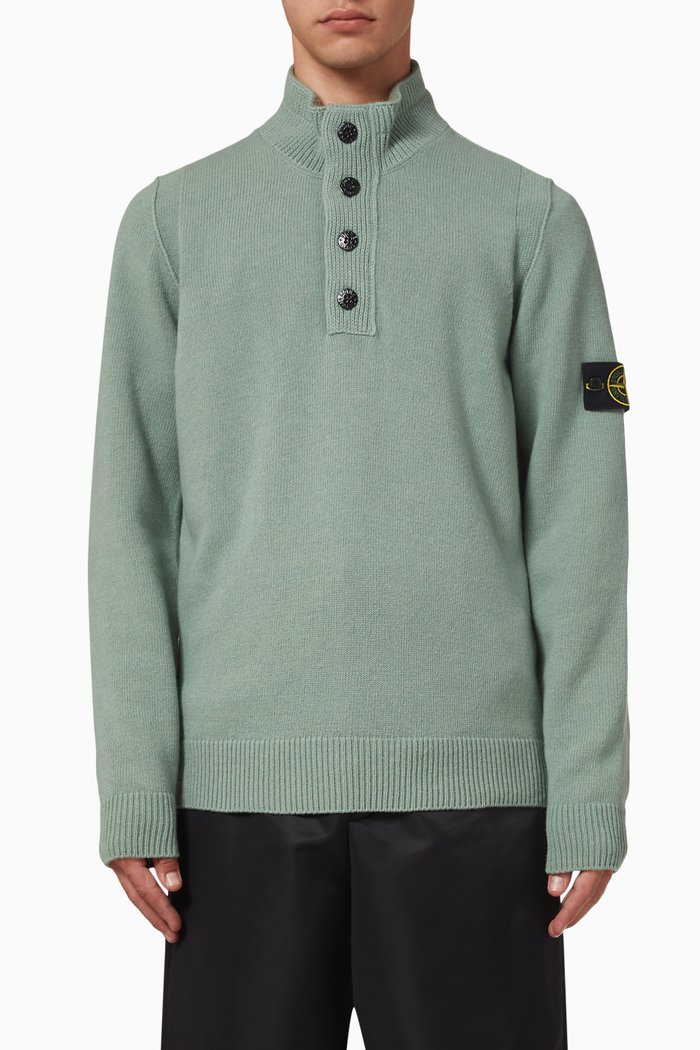 

Logo-badge Sweater in Wool-knit, Green