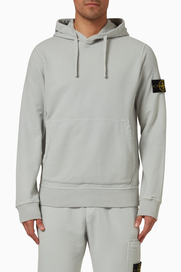 

Compass Patch Hoodie in Fleece, Grey