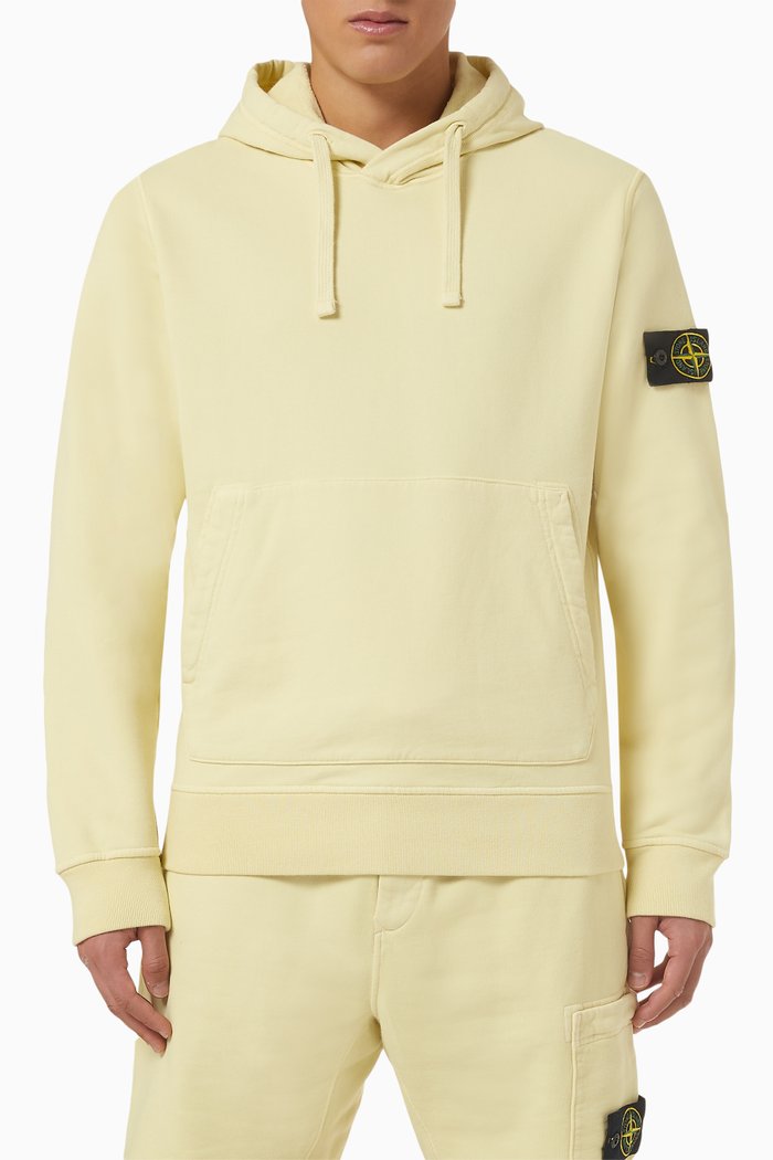

Logo Compass Patch Hoodie in Cotton-fleece, Yellow
