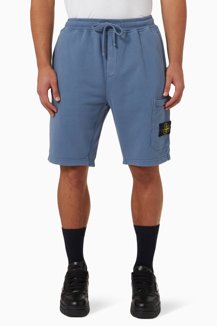 

Logo Patch Bermuda Shorts in Cotton-fleece, Blue