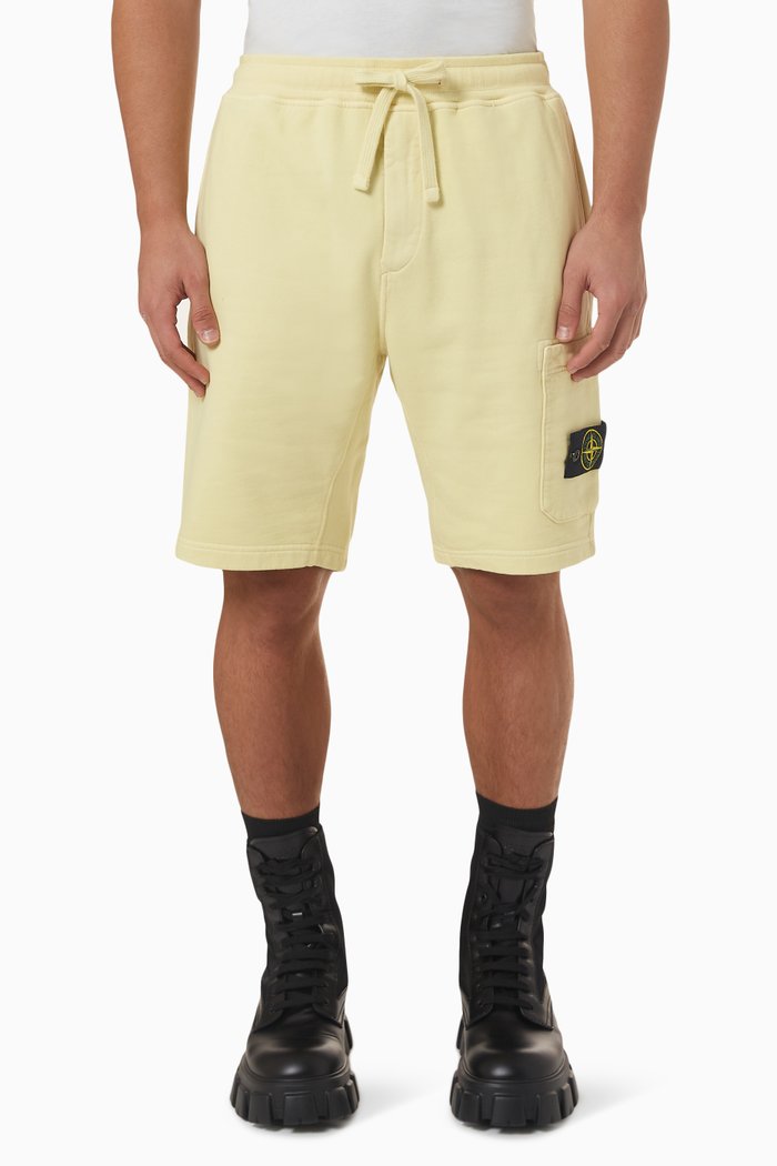 Logo Patch Bermuda Shorts in Cotton-fleece, Yellow