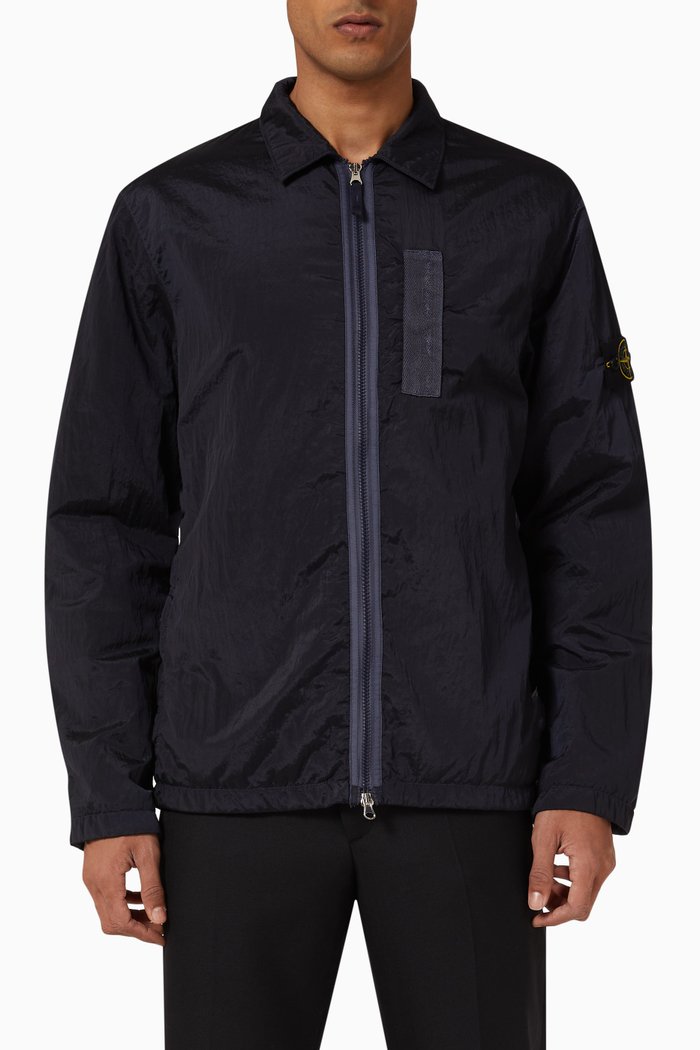 

Outerwear Zippered Jacket in Technical Fabric, Blue
