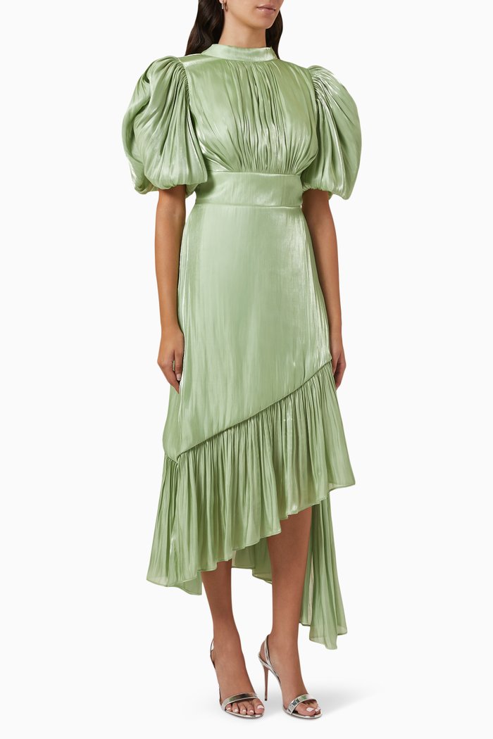 

Puff Sleeve Dress, Green