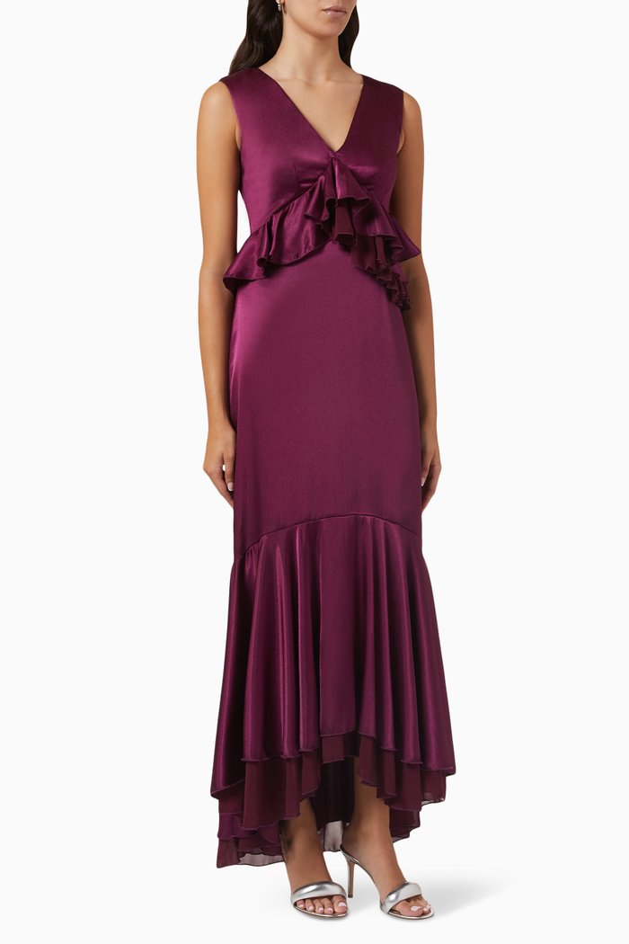 

Sleeveless Peplum Dress, Purple