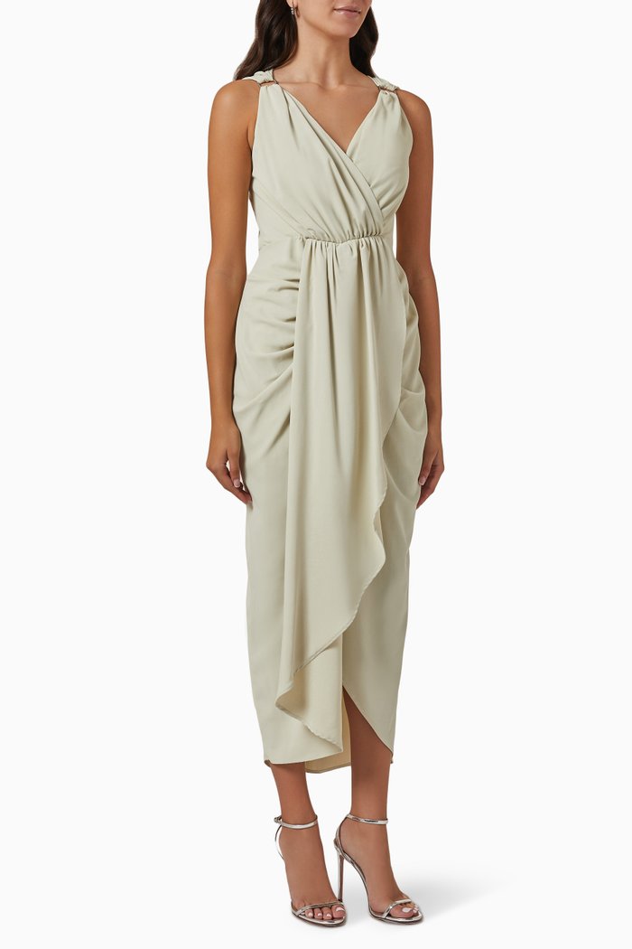 

Sleeveless Gathered Dress, Neutral