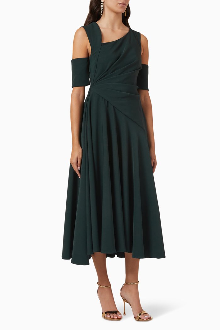 

Ruched Bardot Dress, Green