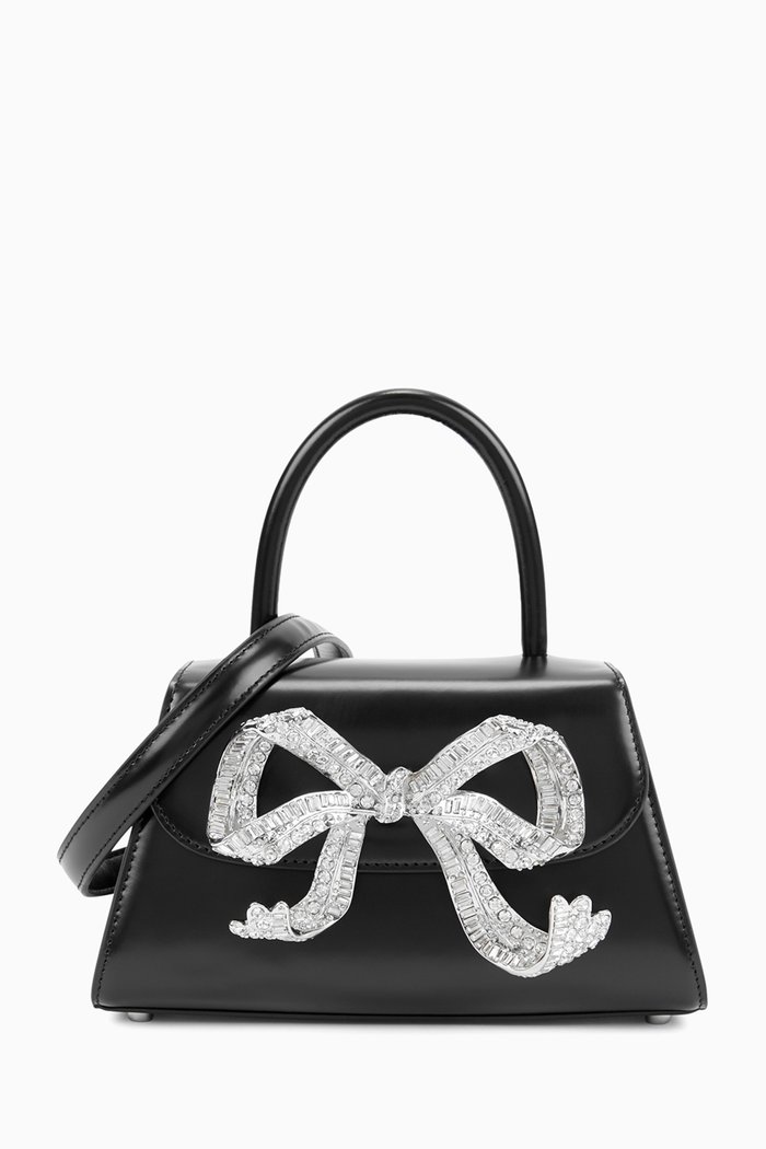 The Bow Mini Bag in Smooth Leather, Black