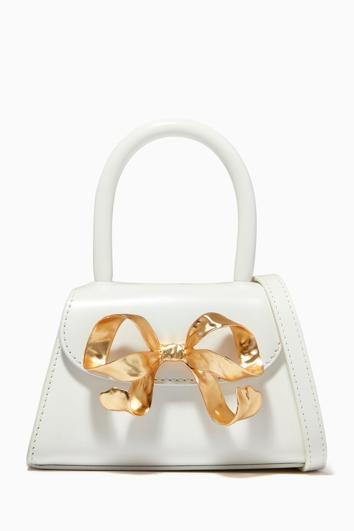 

The Bow Micro Bag in Smooth Leather, White