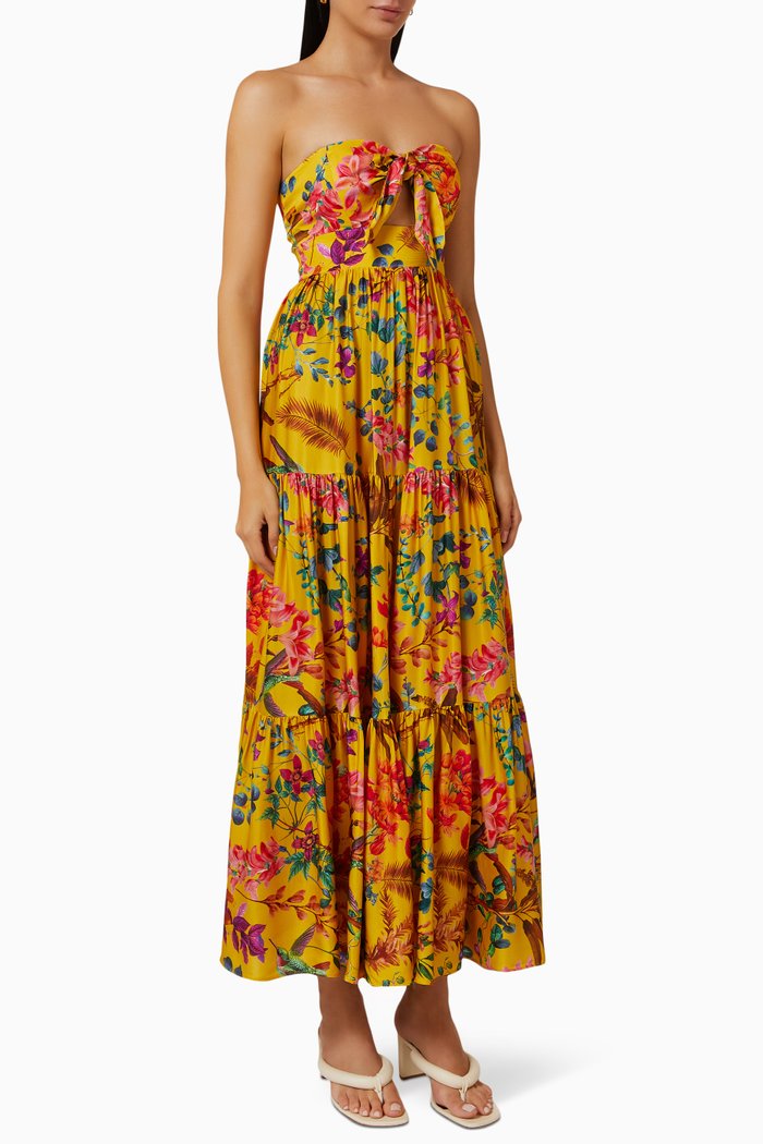 

Alisha Tiered Maxi Dress in Viscose, Yellow